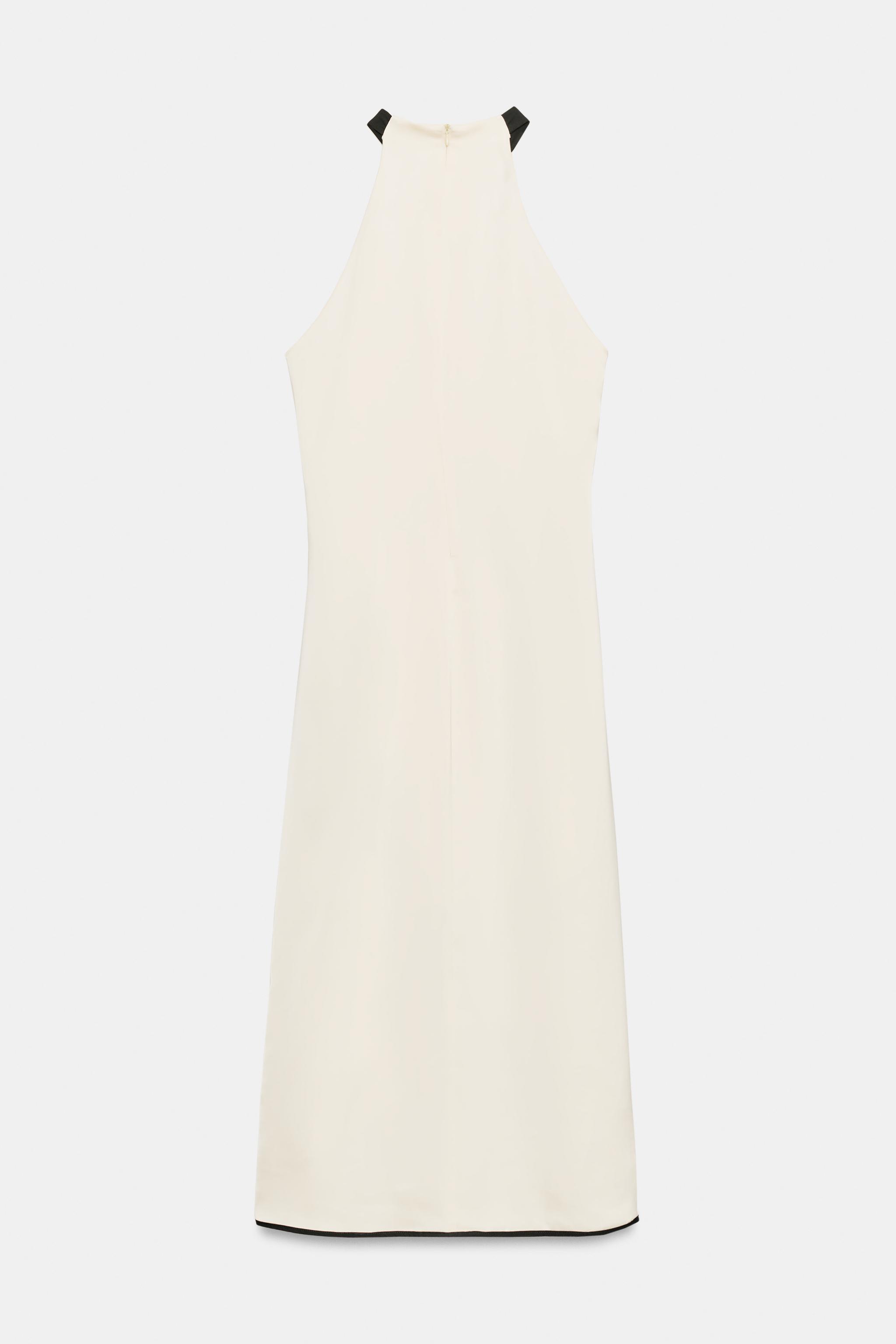 CONTRAST PIPING WRAP MIDI DRESS